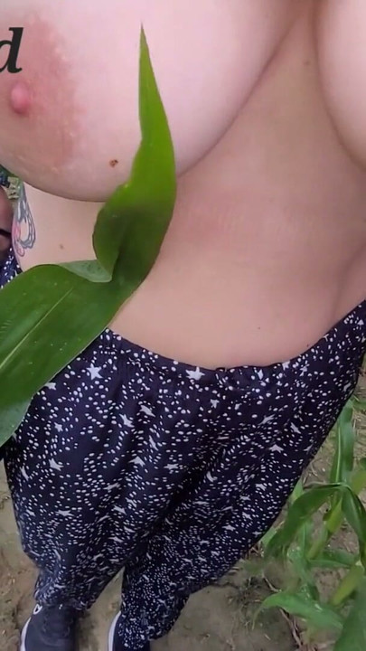 POV public outdoor handjob from amateur Munichgold cums on my big soft saggy tits | Clip 2