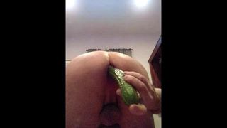 Fucking myself with a huge seedless cucumber