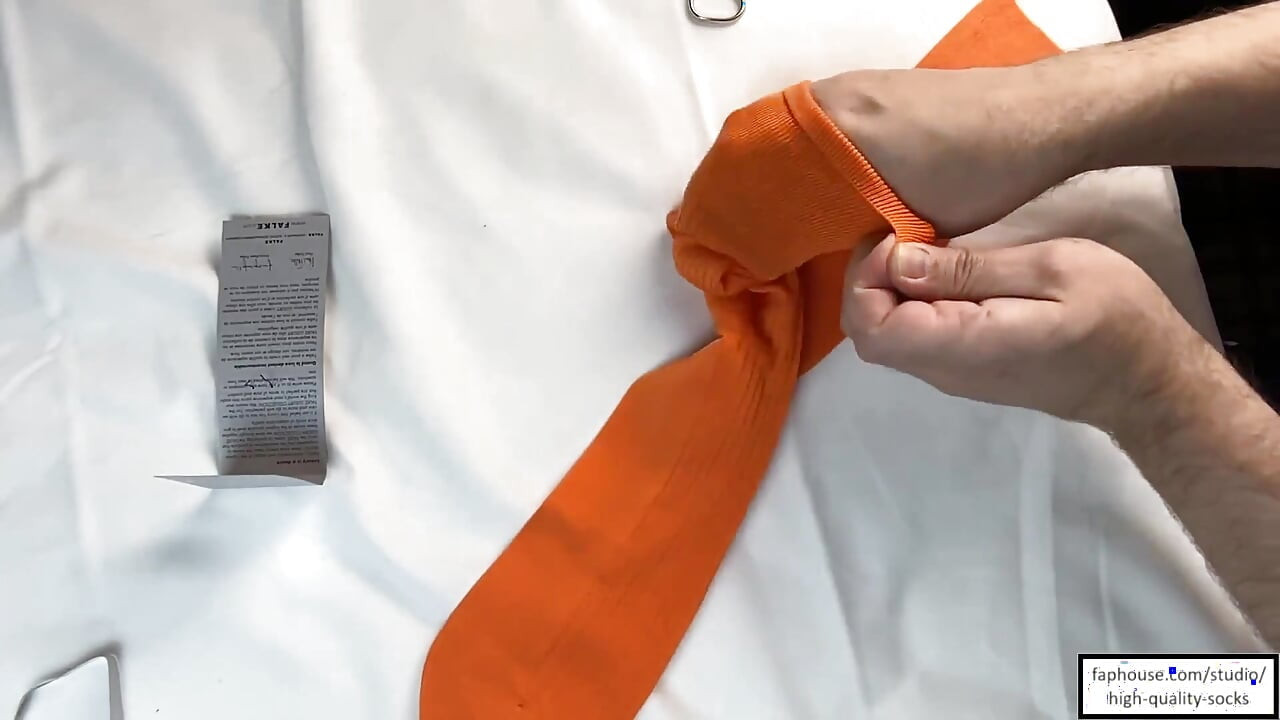 Unpacking New Orange Falke Rib-socks Let Me Jerk off Directly