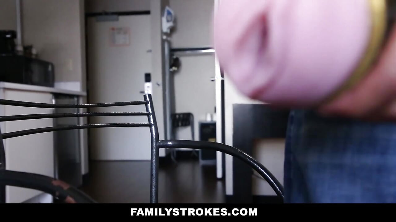 Cute blondie Trisha Parks plays with flashlight and her stepbro
