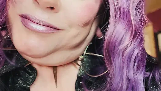 Purple Haired Smoking Goth Tina Snua Smokes Close Up - Coughing Smoke Drifts OMI OME Snap Inhales