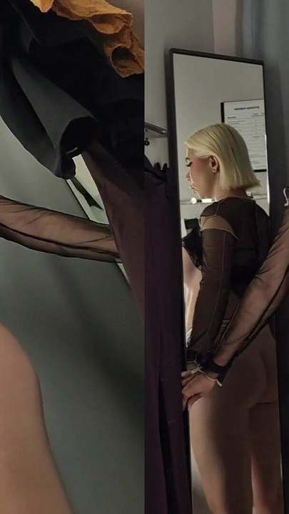 Must-share moment from "Blonde with Huge Tits Trying on Clothes in Mall. Milf Without Panties in Fitting Room"