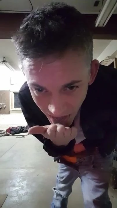 Twink jerks off and eats his cum