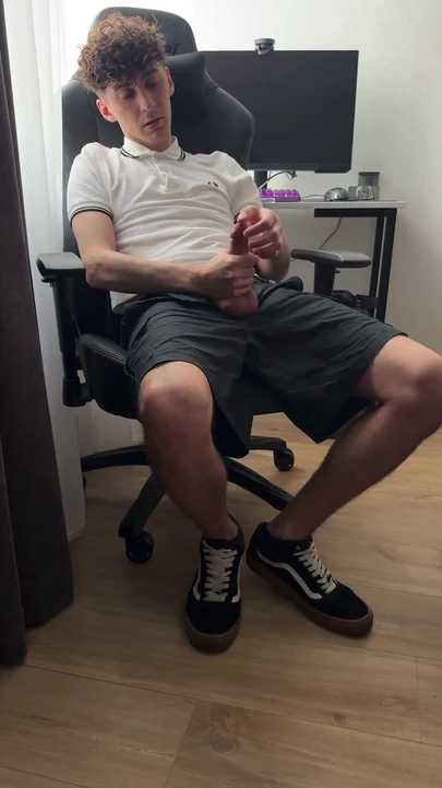 Iconic moment from "Curly twink guy jerked off after college and cum"
