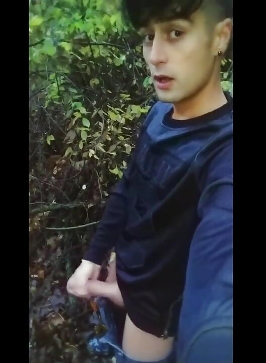 Twink Jerks off Outdoor Behind Rest Area