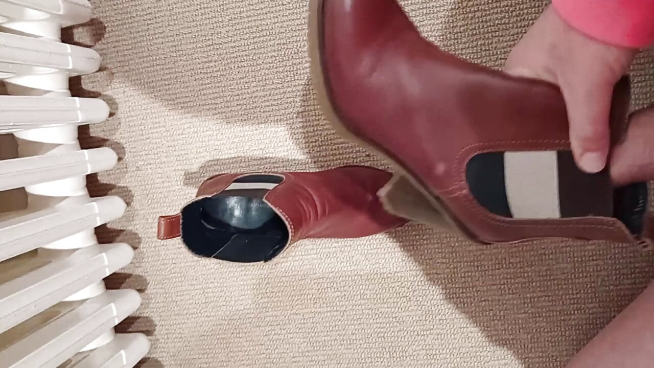 Brown ankle boots at sperm baptism