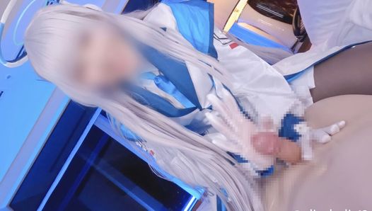 aliceholic13 Blue Archive Ushio Noa Cosplay 14 razy kolejne krawędzie z rękawiczka ręczna robota POV wideo.