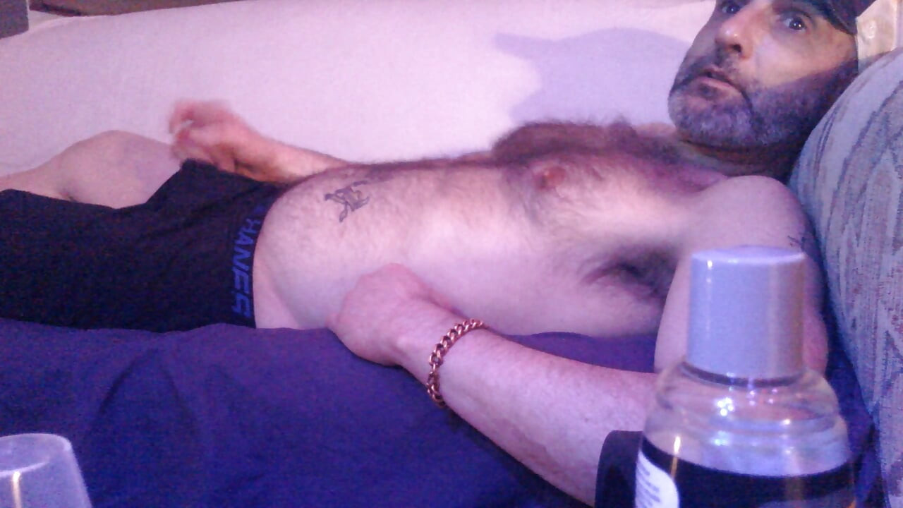 Mature Hairy Italian Man ejaculates sperm on the couch