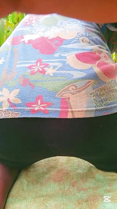 Asshole fingering outdoors