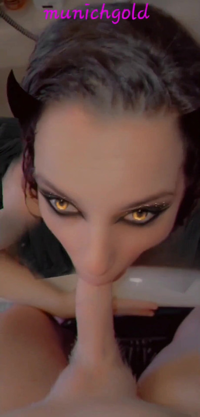 Stunning moment from "devilish blowjob with angel wings..Snapchat fun in the bathtub"
