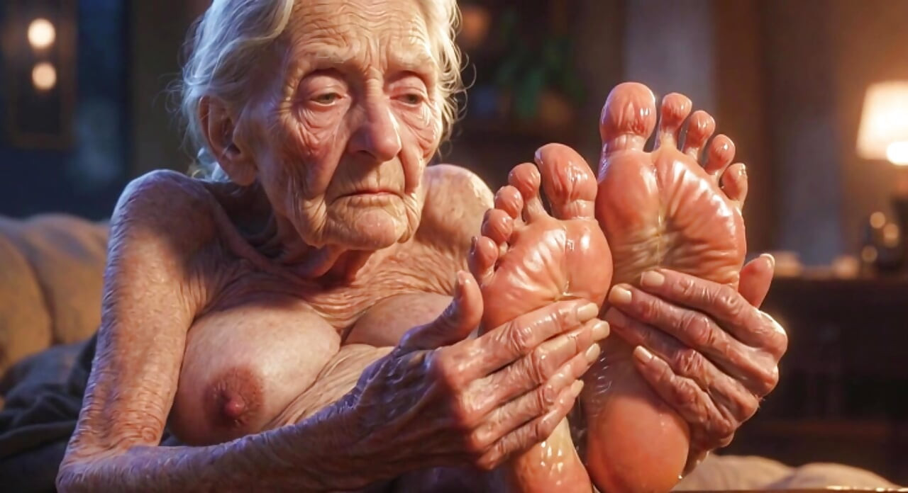 Beautiful Big Wrinkled Feet Oiled up - Oil Dripping From Toes Sensual Massage