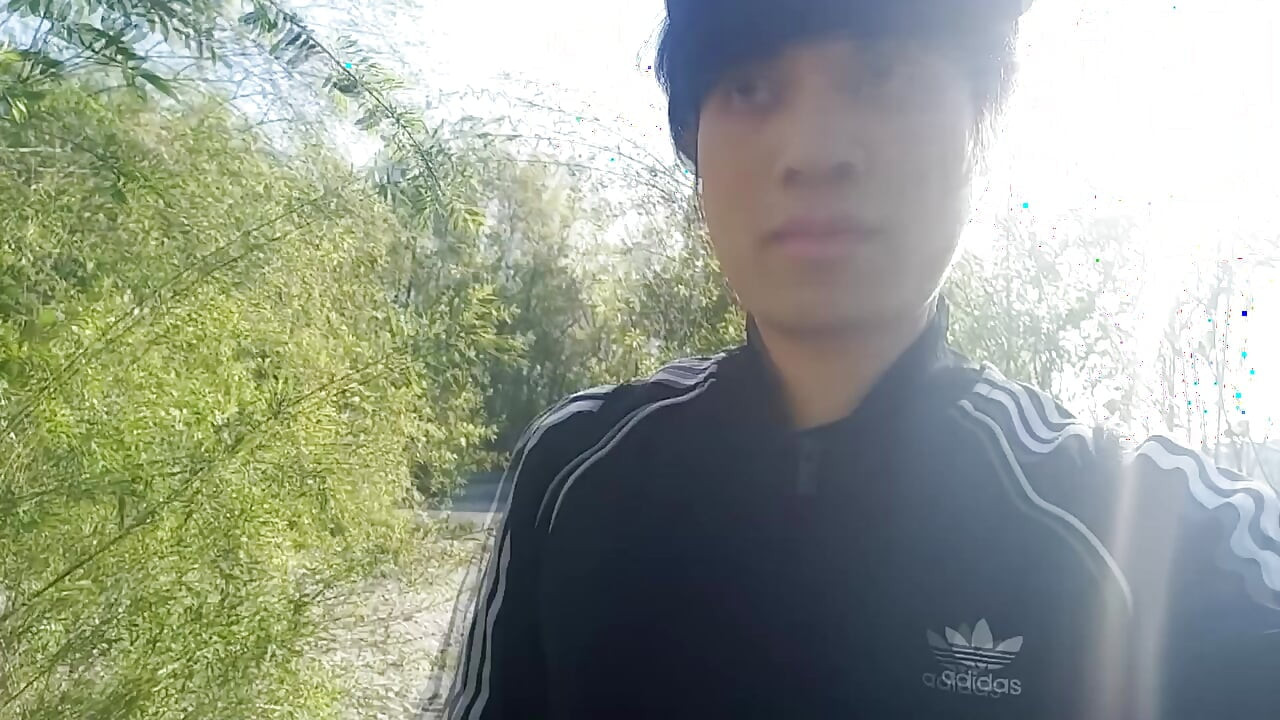 Who will spot this twink in a black and white adidas tracksuit, flashing his cock in public going commando freeballing, peeing i