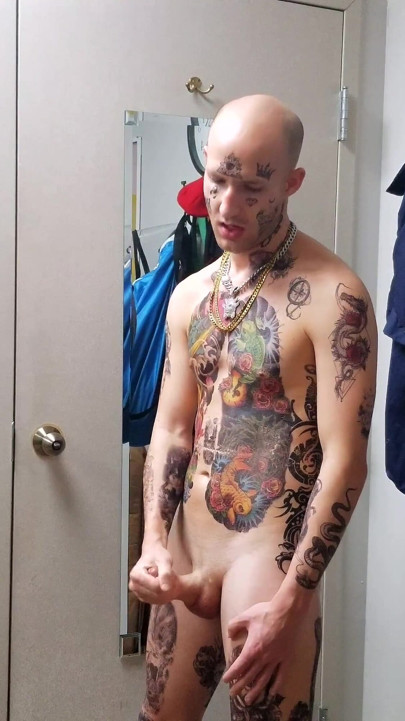 Face Tatted Dildo Fucking
