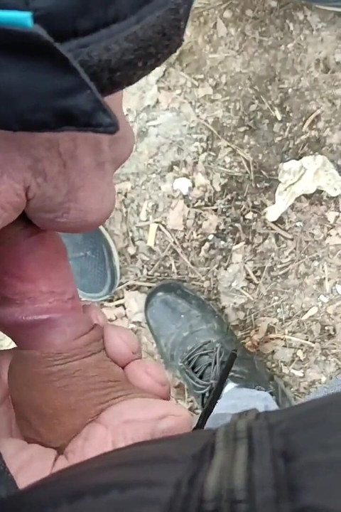 Old Man Fucks My Foreskin - Enjoying Uncut Cock - Cum on Uncut Dick