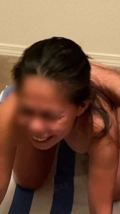 Asian Wifey taking the paddle