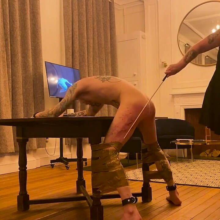 Cold Caning and Some Cute CBT Tied to a Table