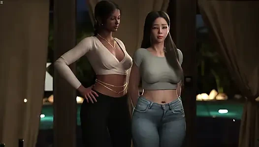 Tiga gadis lesbian lagi asik muasin toket dan pantat bahenolnya