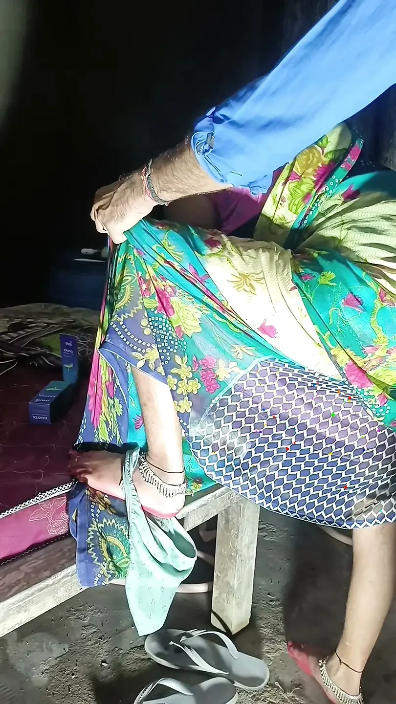 Stepmom's ass fucked by stepson's cock at night standing up in doggy style Hindi audio