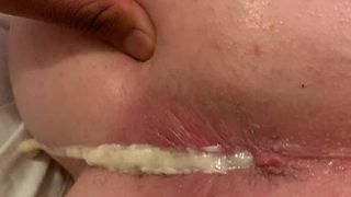 Messy 3 load BBC creampie squeezed out of a sissy pussy