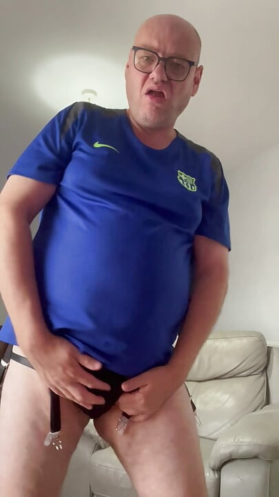 My blue t shirt with my thong on