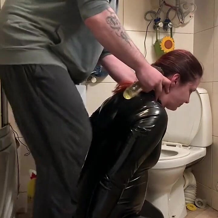 Cought Handcuffed and Punished on a Toilet Bowl