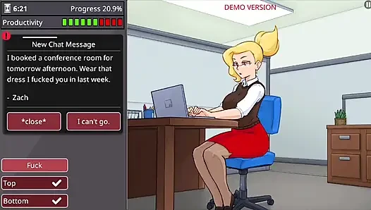Office girl with big boobs and big ass barely working