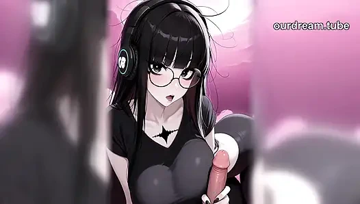 Asiatisches goth-hentai-mädchen mit dicken titten nimmt alles (AI)