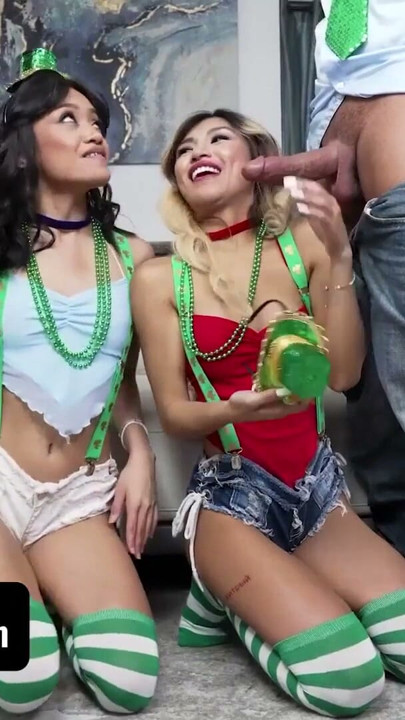 Clara Trinity & Jade Kimiko Get Disciplined For Flashing Their Tits On St Patty's Day - DaughterSwap | Clip 2