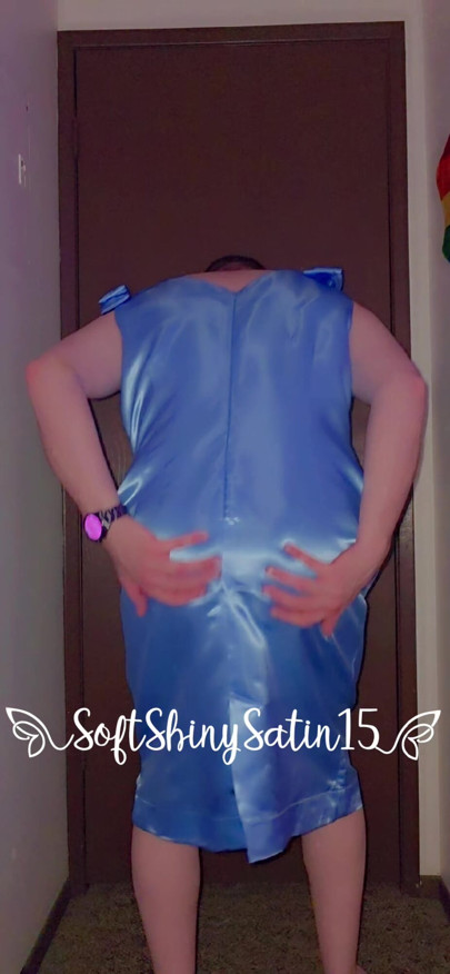 Fabulous New Baby Blue Acetate Satin Dress!!!