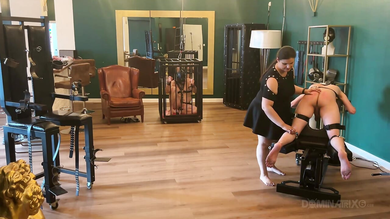 Piss Drenched Bound Slaves in Dominatrix Dungeon