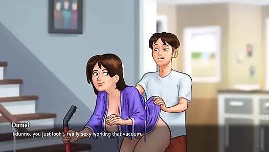Yaz mevsimi efsanesi - seksi üvey anne ev hanımı koridorda domalıyor ve büyük bir yarakla sikiliyor