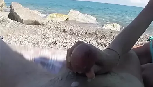 Public beach cumshot compilation - French Amateur MissCreamy