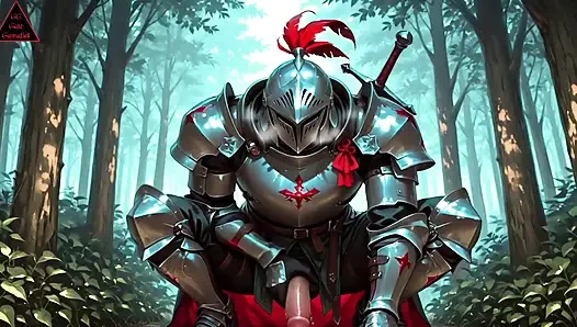 Voyeur knight beobachtet, wie nymphe ihre nasse muschi berührt. Dann zieht sie ihn rein für harten, tropfenden waldfick (KI generiert)