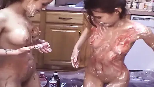Sloppy Kitchen Babes Dripping Whipped Cream and Sauce Everywhere