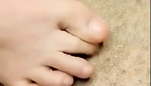 Kaki panjang kaki besar di atas pemandangan