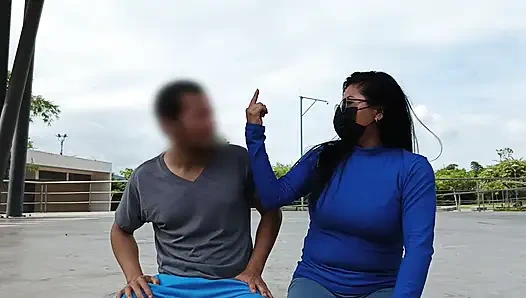 Athletic man finds a stranger in the park and invites her to his house to do kinky things.