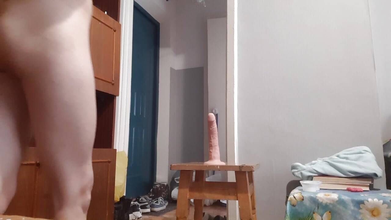 Skinny schoolgirl gets fucked hard with a dildo while her parents are at work