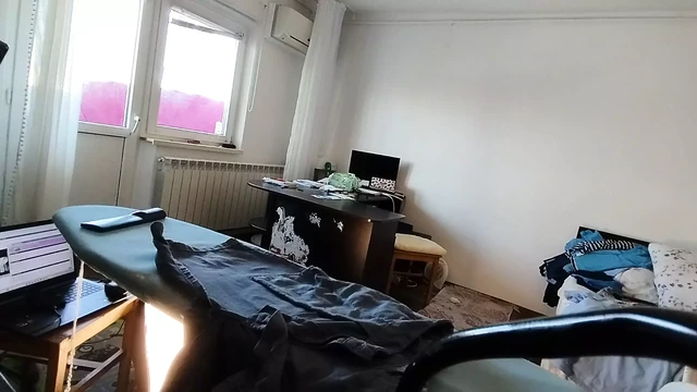 Sexy wife doing housework naked. Hot hairy Latina, big tits, big ass. Hot wife massages her hairy pussy.
