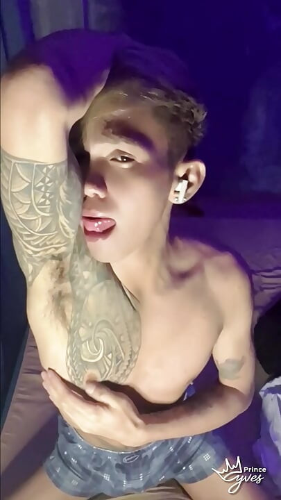 Filipino Inked Horny Twink Teasing and Masturbating Until He Cums