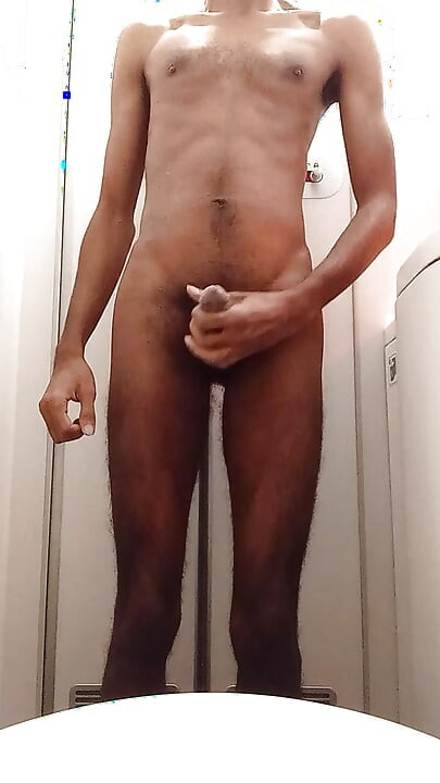 Jim masturbates naked in the airplane toilet and explodes a big load