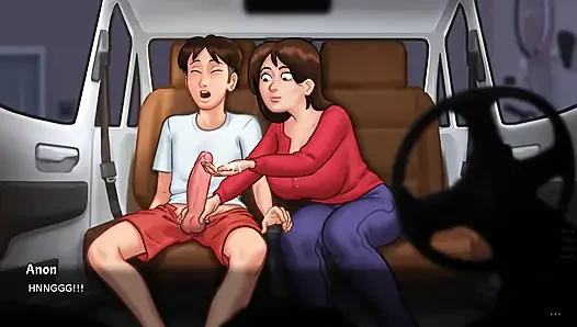 I pulled down my stepmom's panties in the kitchen and made love to her on the table - summertime saga