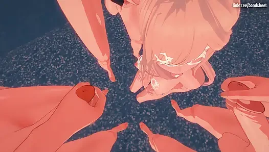 Marin Kitagawa Mit Drei Hengsten in Einem Strandversteck