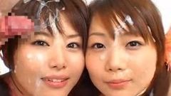 2 Asian girls bukkake