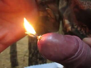 Cock torture with fire