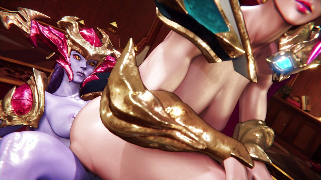 3D Futanari Lol Shyvana Fucks Fiora in Her Mouth and Pussy