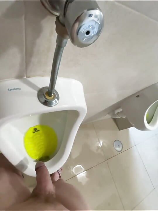 Dared to Piss Fully Naked in Public Toilets Urinal