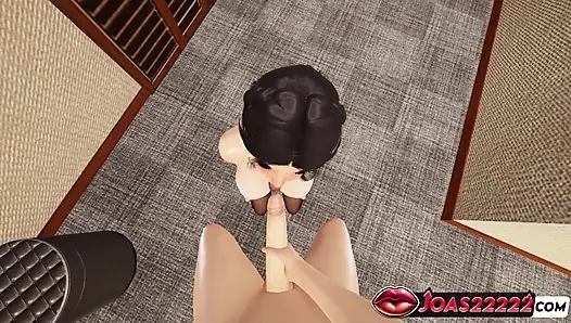 Orta yaşlı seksi kadın mila 3d animasyon - elle muamele büyük yarak, frenulum yalama, sansürsüz hentai'de gırtlağına kadar boşalma