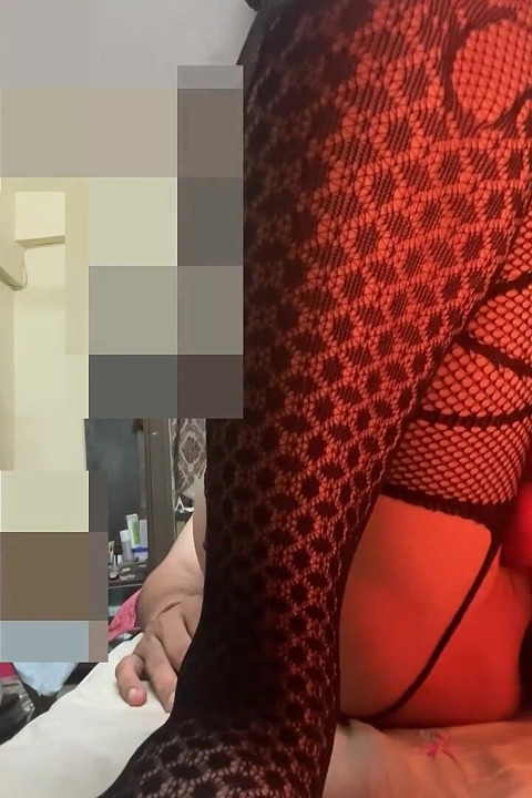 Enjoying in Home Alone Wearing Stepsister Skirt and Stockings
