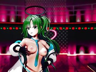 Blue Archive Yuuka Half Nude Dance Hentai Mmd 3D Dark Green Hair Color Edit Smixix