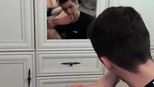 Sniffs Sneakers and Socks, Licks Feet and Gets Dick in the Ass